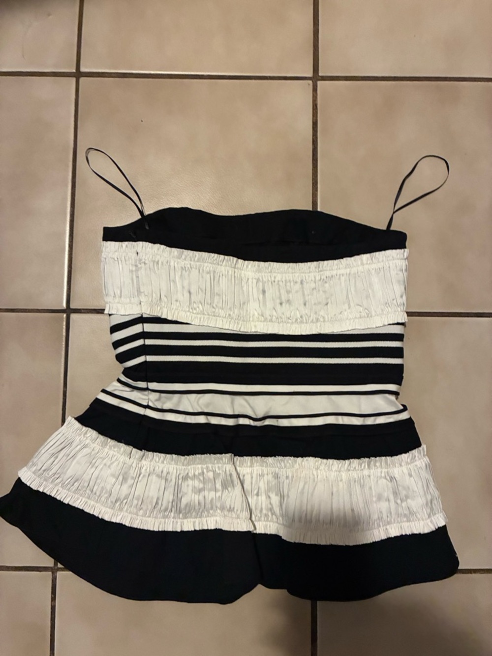 Christopher John Rogers Black and White Striped Peplum Top - Picture 4 of 5